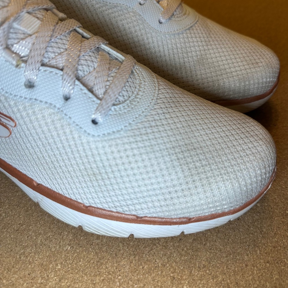 Skechers Flex Appeal 3.0 Women's Size 10 Insiders White Rose Gold Sneakers 13070 - Picture 2 of 11
